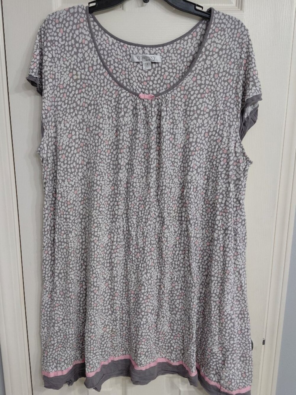 Gray and Pink Spotted Pajama Dress